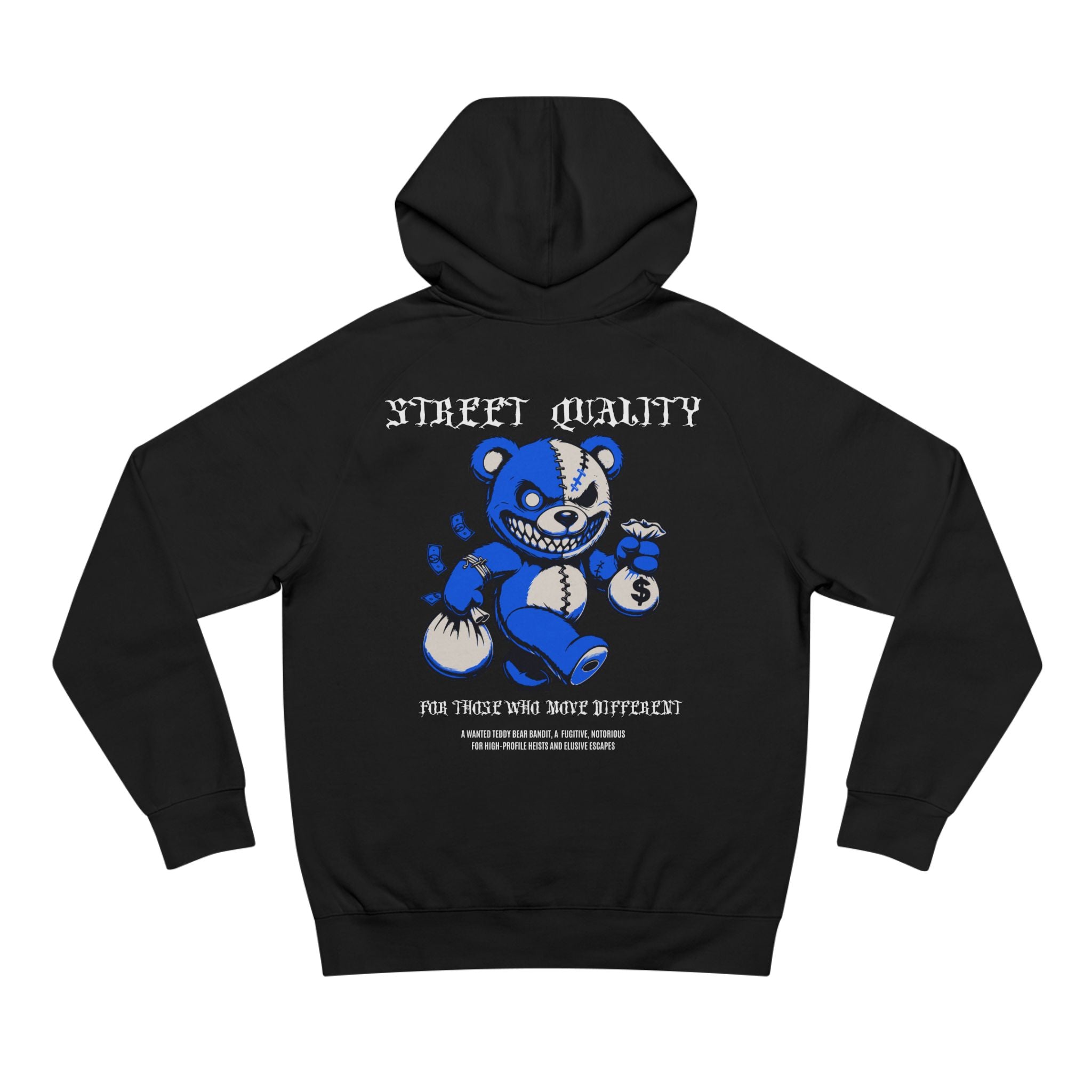 Street Quality Hoodie — Blue Grinning Bear Graphic